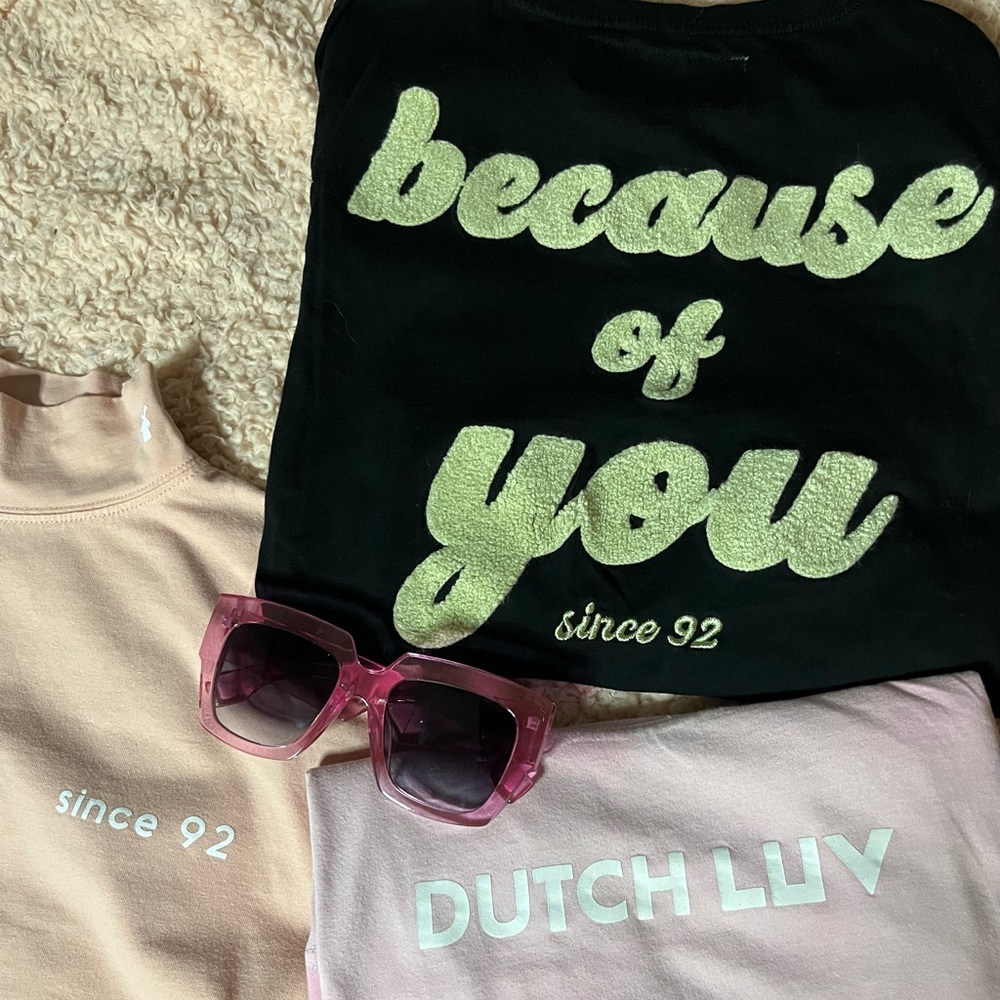 Dutch Bros Love </3 package // Dutch Luv shirt, Bc of your, since 92 longsleeve